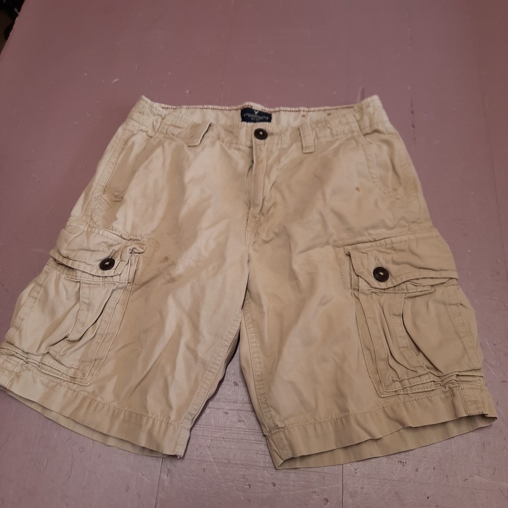 American Eagle Cargo Shorts Men 30 Tan  Distressed Look Casual Outdoor Wear‎